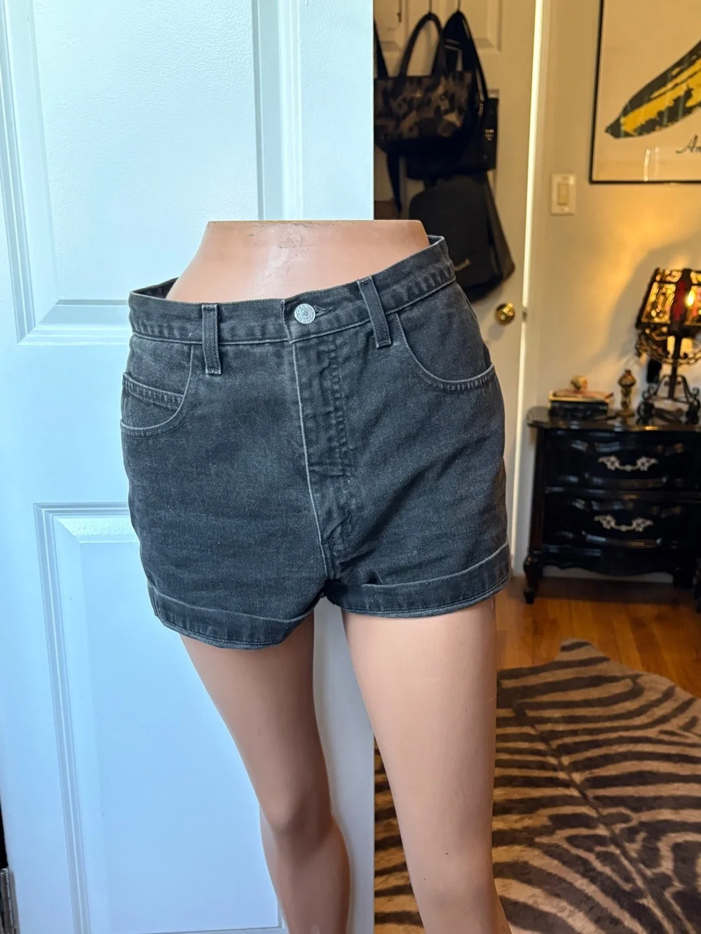 Vintage Black Wash Denim Shorts by Guess
